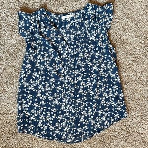 Blue flower print blouse.